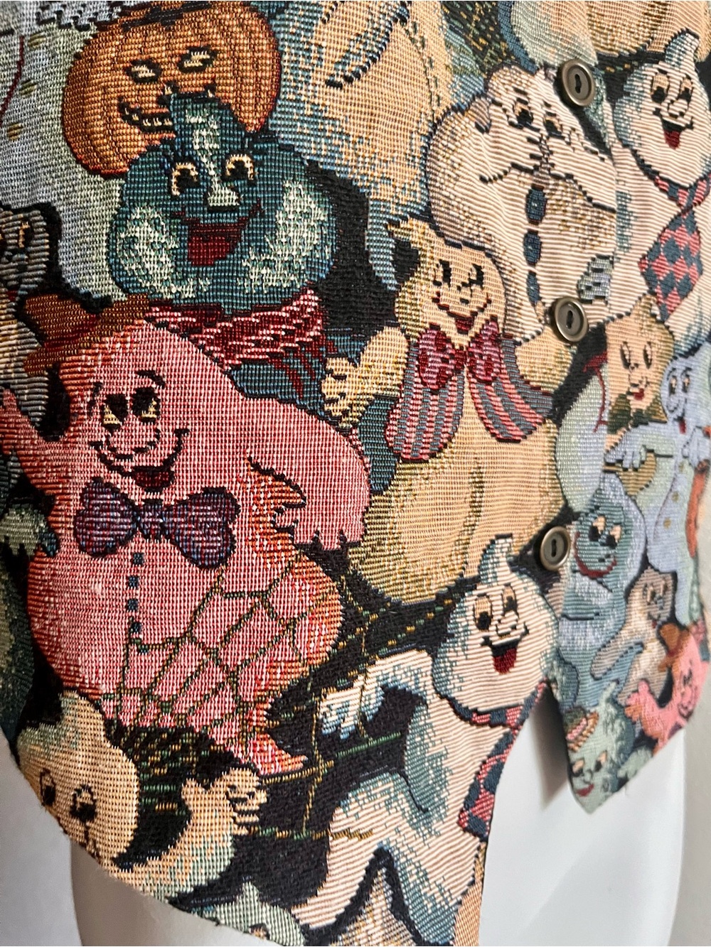 Vintage Paul Harris Design Halloween Ghost Tapestry Vest USA Medium - Picture 9 of 11